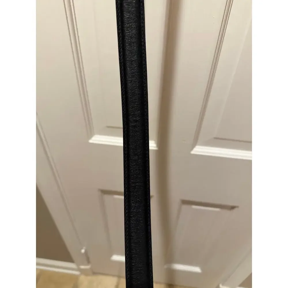 Vintage Cole Haan A0402 Black Leather Dress Belt Solid Brass Buckle Size 38